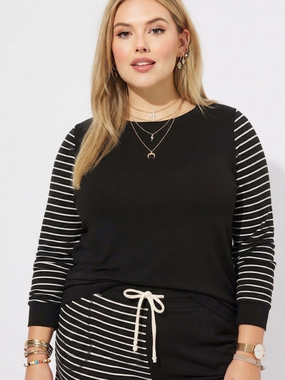 Torrid Sleep Striped French Terry Pullover Cozy Chic 2X NEW Cozy Chic Elevated
